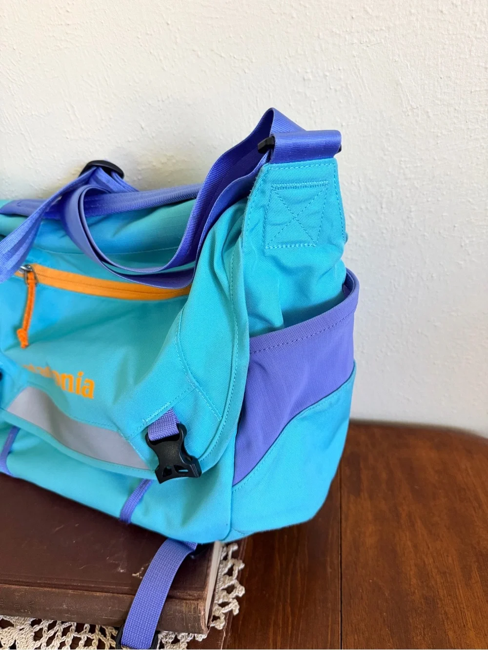 Patagonia Messenger Bag 15L Teal Purple Laptop Crossbody Bag